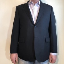 Recent Sartoria Tosi Mens 44R Sport Coat Suite Jacket Black on Black Stripes 