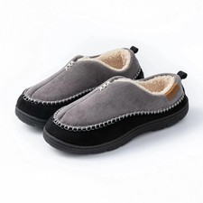 MENS MEMORY FOAM SLIPPERS WARM FUR COSY INDOOR SLIP ON MOCCASINS SHOES