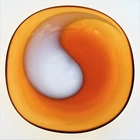 1970s Murano style Handmade glass bowl in Amber and white Retro, vintage MCM VGC
