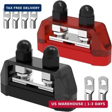 Bus Bar, 250A Power Distribution Block 12V Dual 3/8" Studs Battery for Marine Au