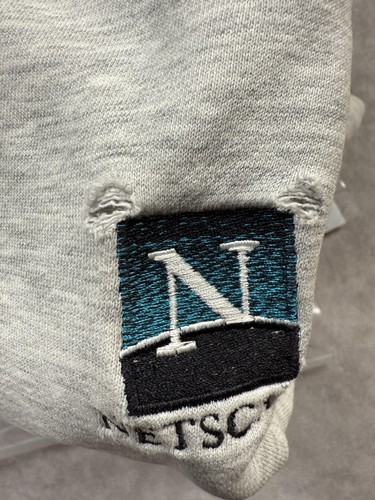 VINTAGE Netscape Sweatshirt Herren Large grau Rundhals bestickt Logo Tech 90s - Bild 24 von 24
