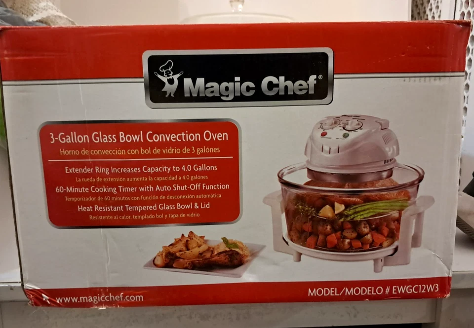 Magic Chef 3 Gallon EWGC12W3 1300 Watt Glass Bowl Convection Oven NEW OPEN BOX - Image 2 of 4