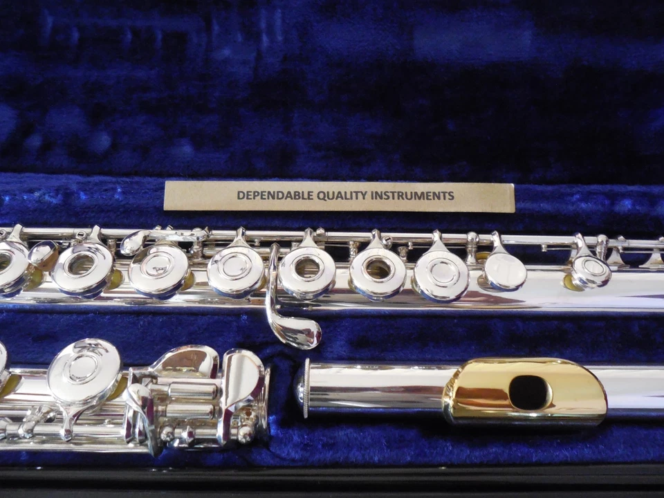 Flauta Communhardt 3SHB cabeza de plata maciza agujero abierto pie B revisada lista bonita Foto 2 de 4