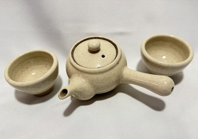 Japanese Studio Pottery Kyusu Teapot White Crackle (signed)