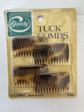 Vintage Tortoise Shell Goody Hair Tuck 4 Mini Combs USA 550 Sealed Pack 1982