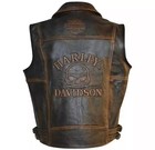 Men's  Skull Motorcycle Knuckle Distressed leather Biker Vest