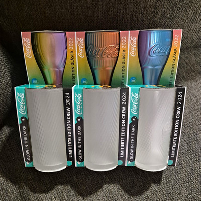 Coca-Cola Gläser Limited Edition 2022/2024 3 Glow in the Dark,3 Regenbogen
