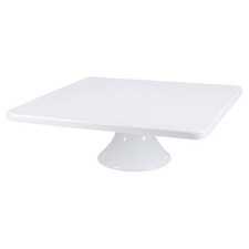 Everyday Porcelain Square Pedestal Cake Stand 11", White