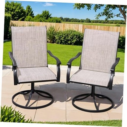 Outdoor Swivel Dining Chairs Set of 2, Textilene Patio Swivel Chair All