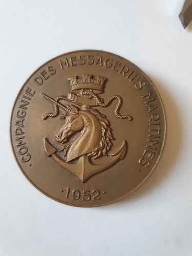 Médaille Bronze F De Lesseps Compagnie Messageries Maritimes 1952 Betannier Suez - Picture 5 of 8