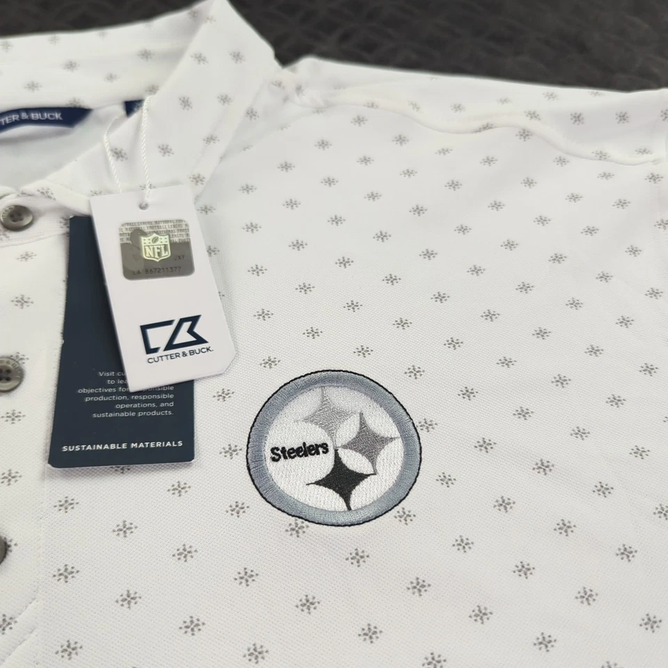 匹兹堡钢人队 Polo 衫高尔夫刀和巴克白色短袖男式 3XL — 第 4/4 张图片