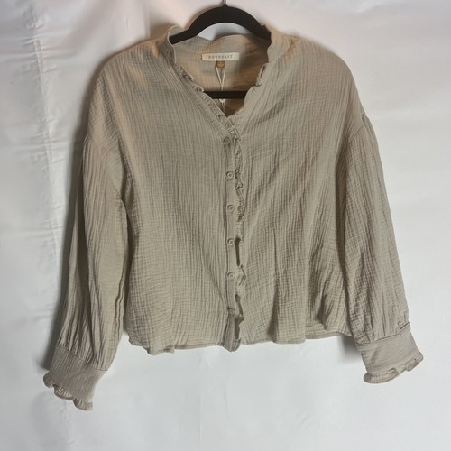 Downeast Cotton Long Sleeve Collared Button Up Oatmeal Size Small NWT - Picture 10 of 10