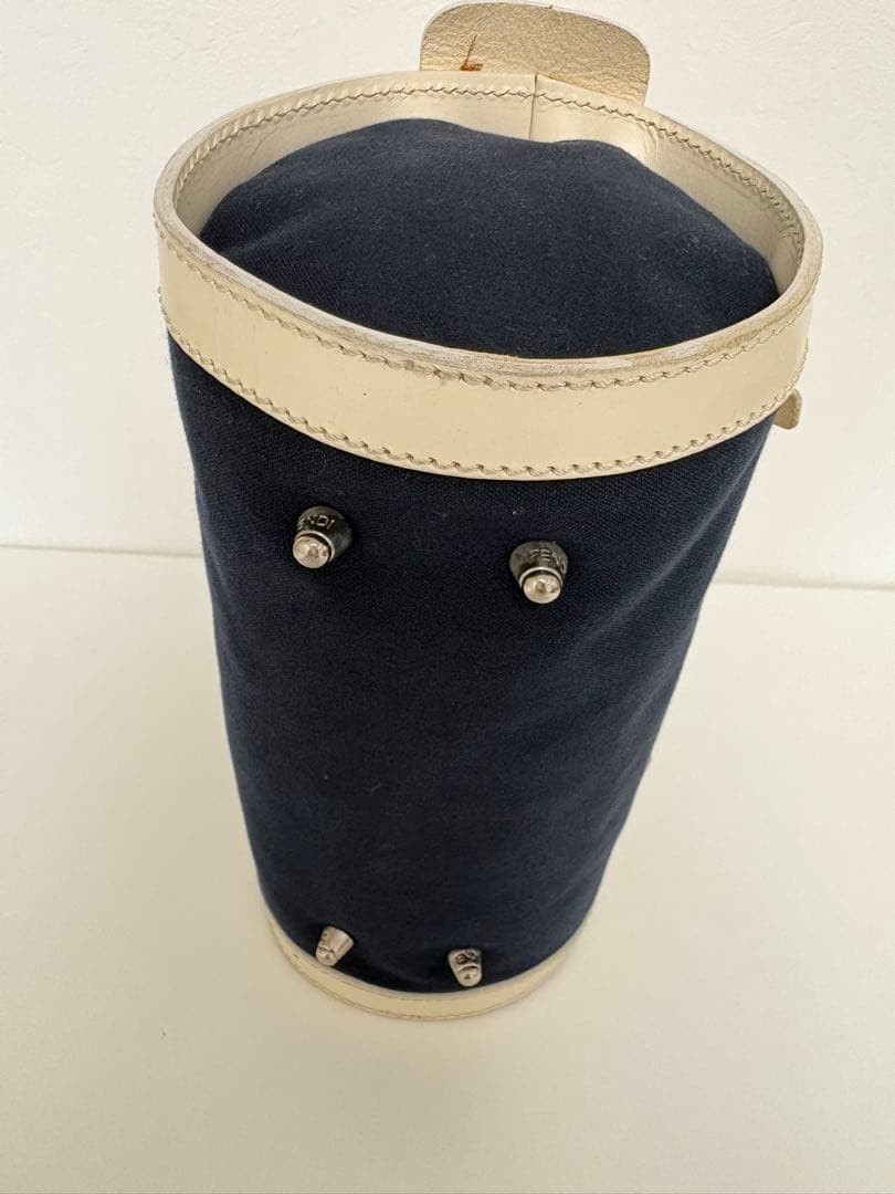 FENDI Hand Bag Tote Purse Logo Leather Navy Authentic thumbnail 9