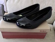 Kickers Shoes Womens Black Leather UK Size 6 Ballet Flats  -  New Old Stock Tags