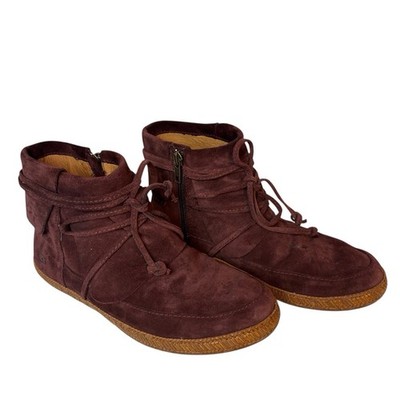 UGG Reid Booties Moc Burgundy Zip Ankle Suede Boots Womens Size US 8 EU 39