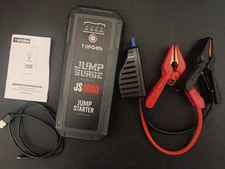 TopDon JS2000 Portal Jump Starter 12V 2000Amp w/ Clamps Charger and Case