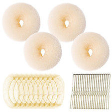 Hair Bun Maker Kit, 4Pcs Medium Size Donut Bun Maker, 10Pcs 50Cm Invisible Hair