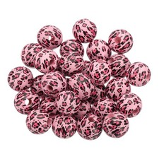 30PCS Wooden Beads, 16mm Leopard Print Wood Beads Loose Spacer Beads, Pink 2
