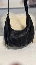 Hobo International Crossbody Bag black pebble leather Gold toned hardware Purse