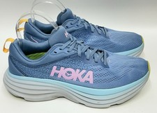 HOKA One One Bondi 8 Women  s SIZE 9 B Shadow Dusk Blue Pink Running Shoes NICE