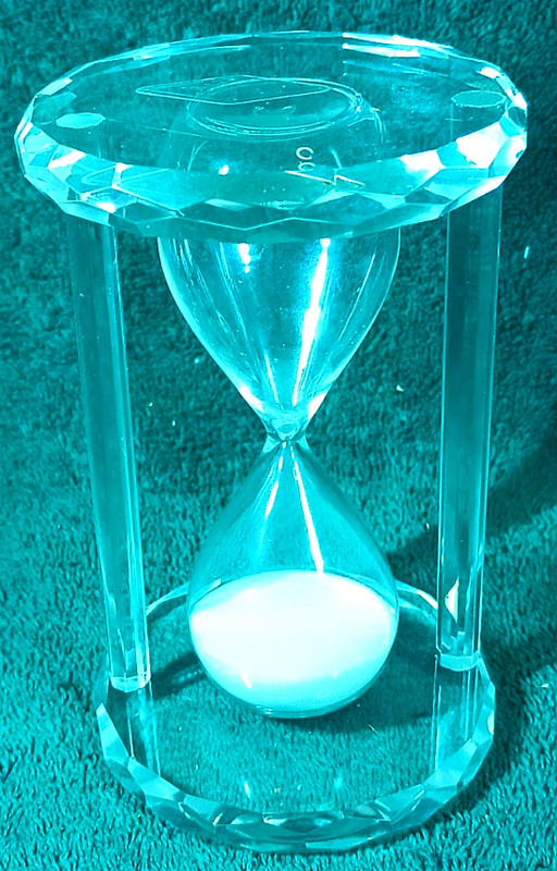 Crystal Hourglass Paperweight 5 Minute Timer by Shannon Crystal White Sand