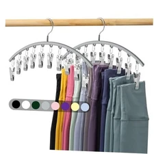 Legging Organizer for Closet, Metal Yoga Pants Hanger w/Rubber 2 Pack Gray