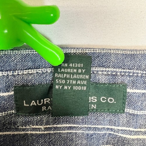 Lauren Jeans Co Ralph Lauren Women's S Blue Striped Cotton Button Down Shirt - Picture 2 of 6