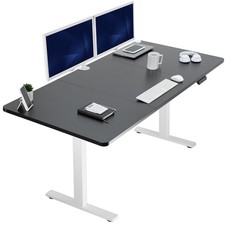 VIVO Electric 71” x 36” Stand Up Desk, Black Table Top, White Frame