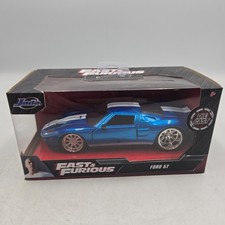 Fast and Furious Ford GT Blue with White Stripes Die Cast Car 1:24 Jada Rare Box