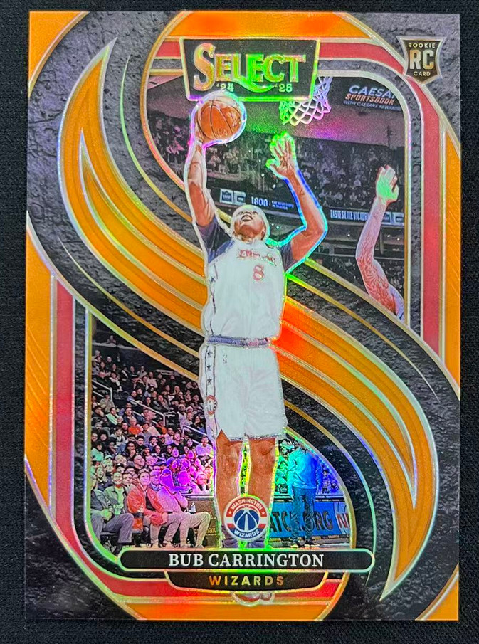 Bub Carrington 2024-25 Panini Select 19/65 Orange Premier Level RC Wizards #197