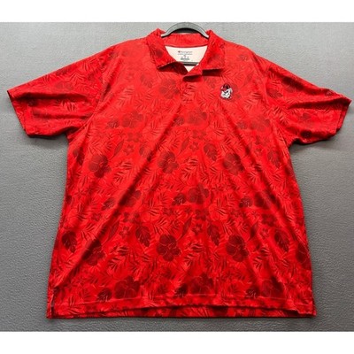 Champion Georgia Bulldogs Red Floral Polo Shirt Men's 2XL Authentic Athleticwear