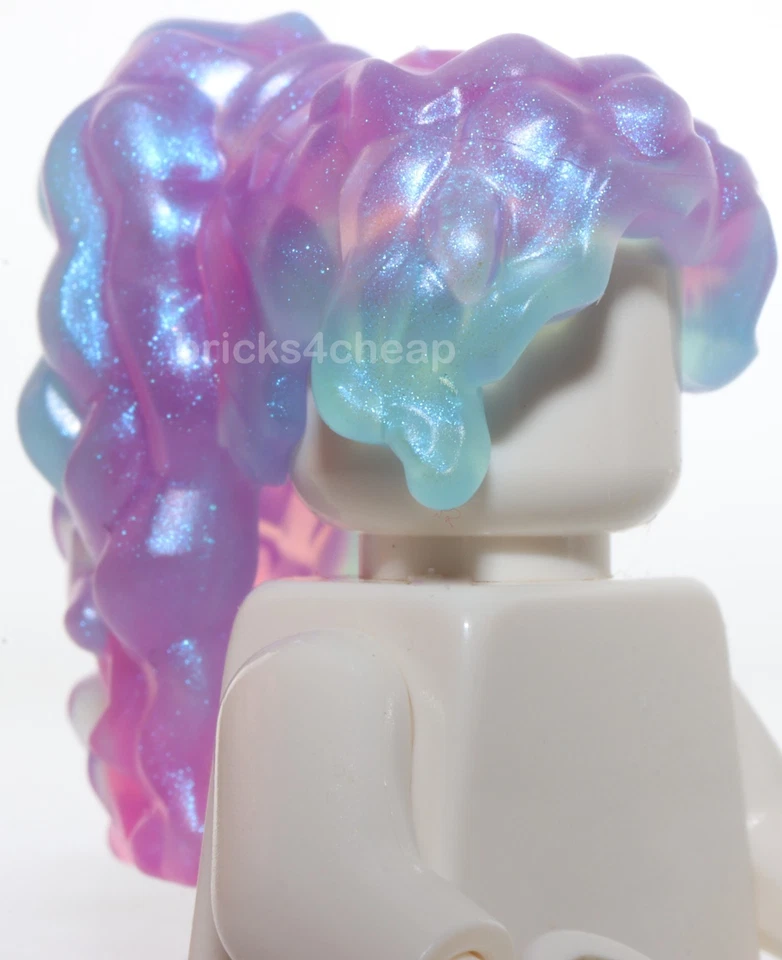 Lego Satinado Trans Azul Claro Pelo Femenino Largo Ondulado Espalda Alta Cola de Caballo Foto 2 de 3