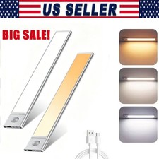 LED Motion Sensor Under Cabinet Closet Light USB Rechargeable Kitchen Lamp Strip
