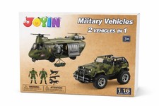 JOYIN Military Vehicles Toy Set of Friction Powered Transport Helicopter