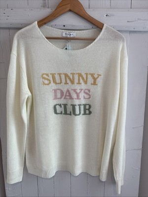 Gilli NWT Women s Sz M Off White Sweater  SUNNY DAYS CLUB  Long Sleeve