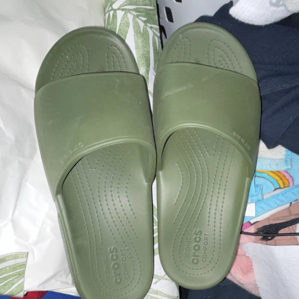 NEW! Crocs Iconic Comfort mens slide green sandals size 13 Lacoste Men main image 4