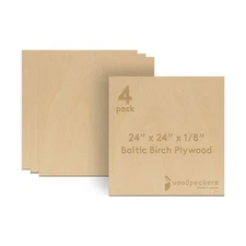 Baltic Birch Plywood, 3 mm 1/8 x 24 x 24 Inch, B/BB Grade Sheets| Woodpeckers
