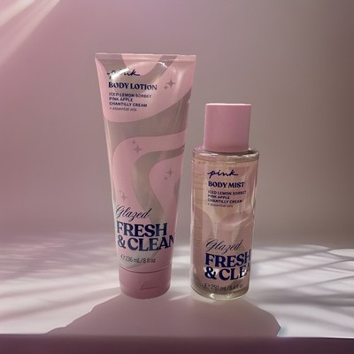Victoria's Secret PINK Glazed Fresh & Clean Fragrance Mist & Body Lotion Set