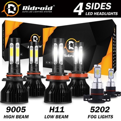 LED Headlight + Fog Light Bulbs Combo For Chevy Silverado 1500 2500HD 2007-2015