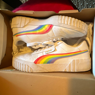 PUMA Cali Multi FS Wn's White Rainbow Low Top Leather Women's Sneaker 374608-01
