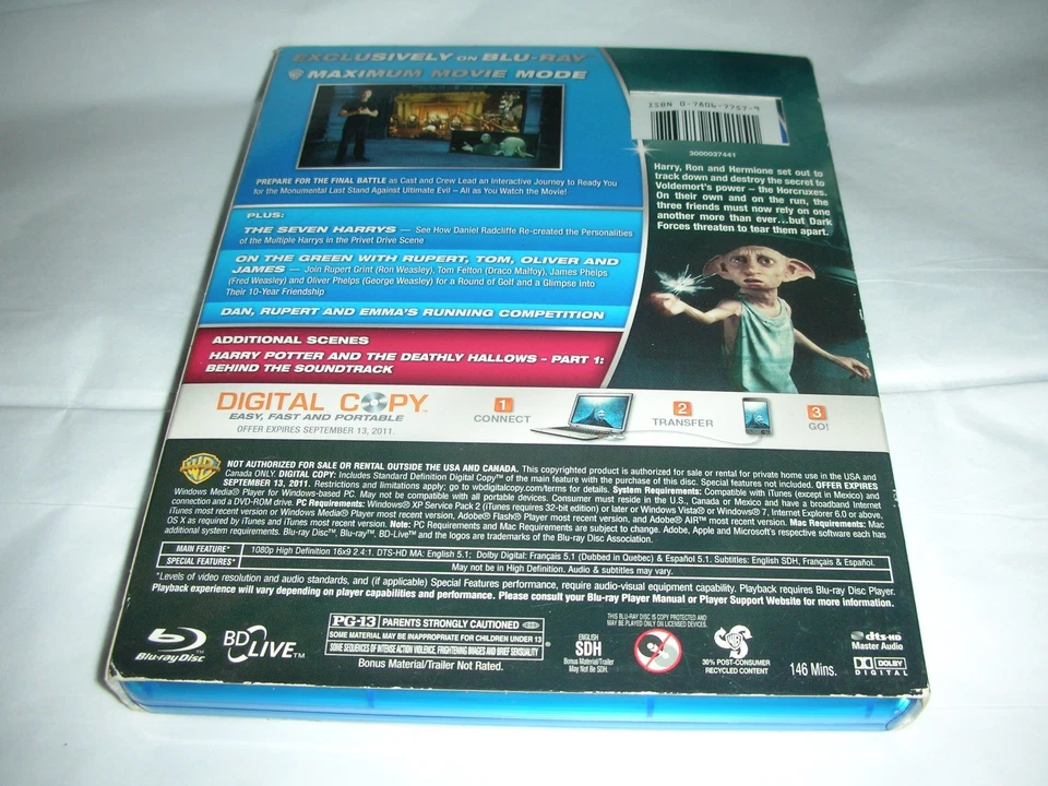 HARRY POTTER AND DEATHLY HALLOWS PART 1 BLURAY/DVD - Image 2 of 2