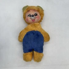 Vintage Rushton Rubber Face Plush Doll Anthropomorphic Kitschy Fur Body Flaws