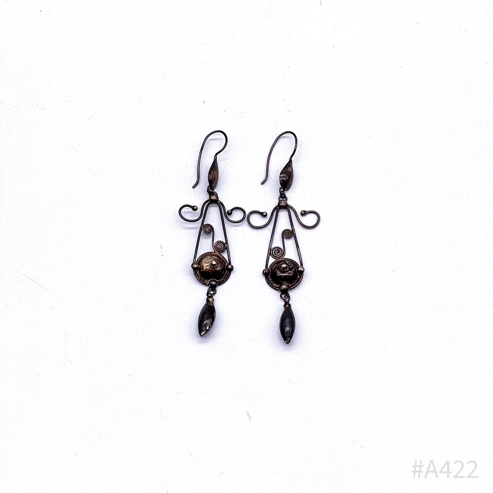 Paar Art Déco Ohrringe Ohrhänger Ohrringe Hängeohrring, versilbert - Bild 3 von 4