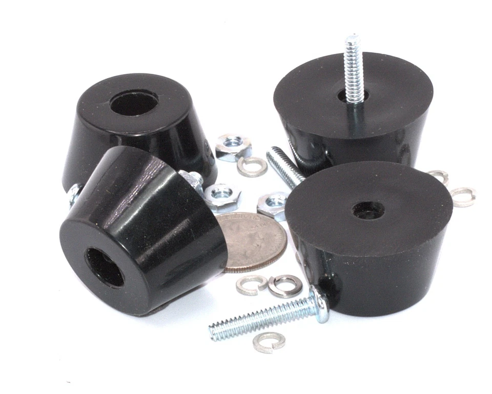 Power Generator Rubber Feet 7/8" Tall X 1 1/2" OD Mounting Screws Nuts  Set of 4 - Image 4 of 4