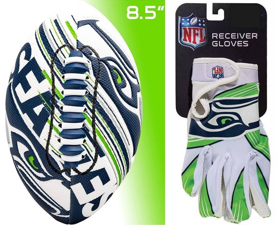 Seattle Seahawks Kids NFL Spacelace Air Tech Football & Gloves