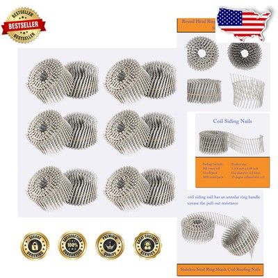Coil Roofing Nails - 3600 Count, 1-3/4 Inch Size, Ideal for Siding Applications