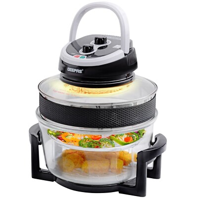 Geepas Turbo 12L Halogen Konvektionsofen Herd Luftfritteuse Schnell Gesundheit Kochen 
