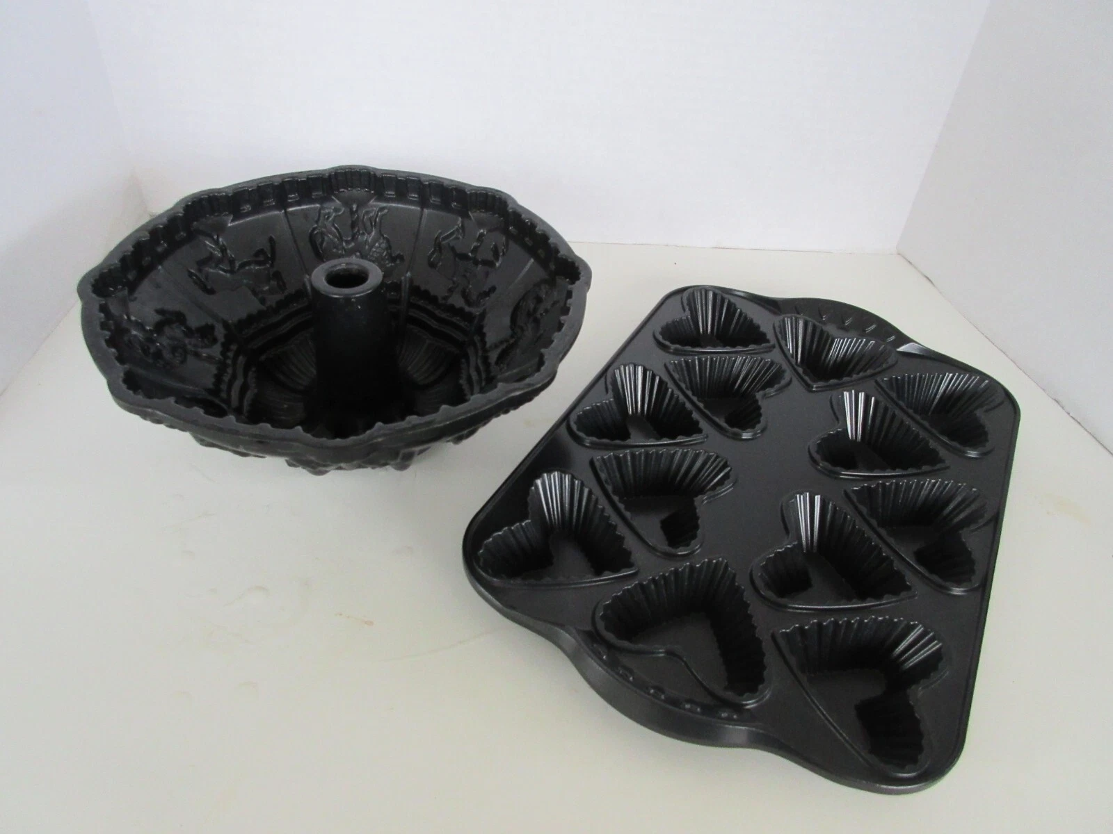 Nordicware Nonstick 2 Pice Set- includes 12 Heart Muffin Pan, Carousel Bundt Pan
