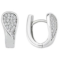 Ohrringe Creolen 14,7X7Mm Aus 925 Silber Rhodiniert Mit 44 Zirkonia Ohrschmuck
