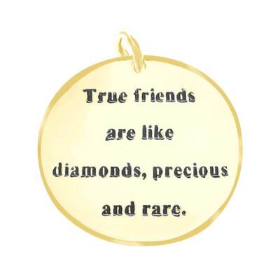 True Friends' Precious Message 14K Yellow Gold Plated Silver Pendant Necklace